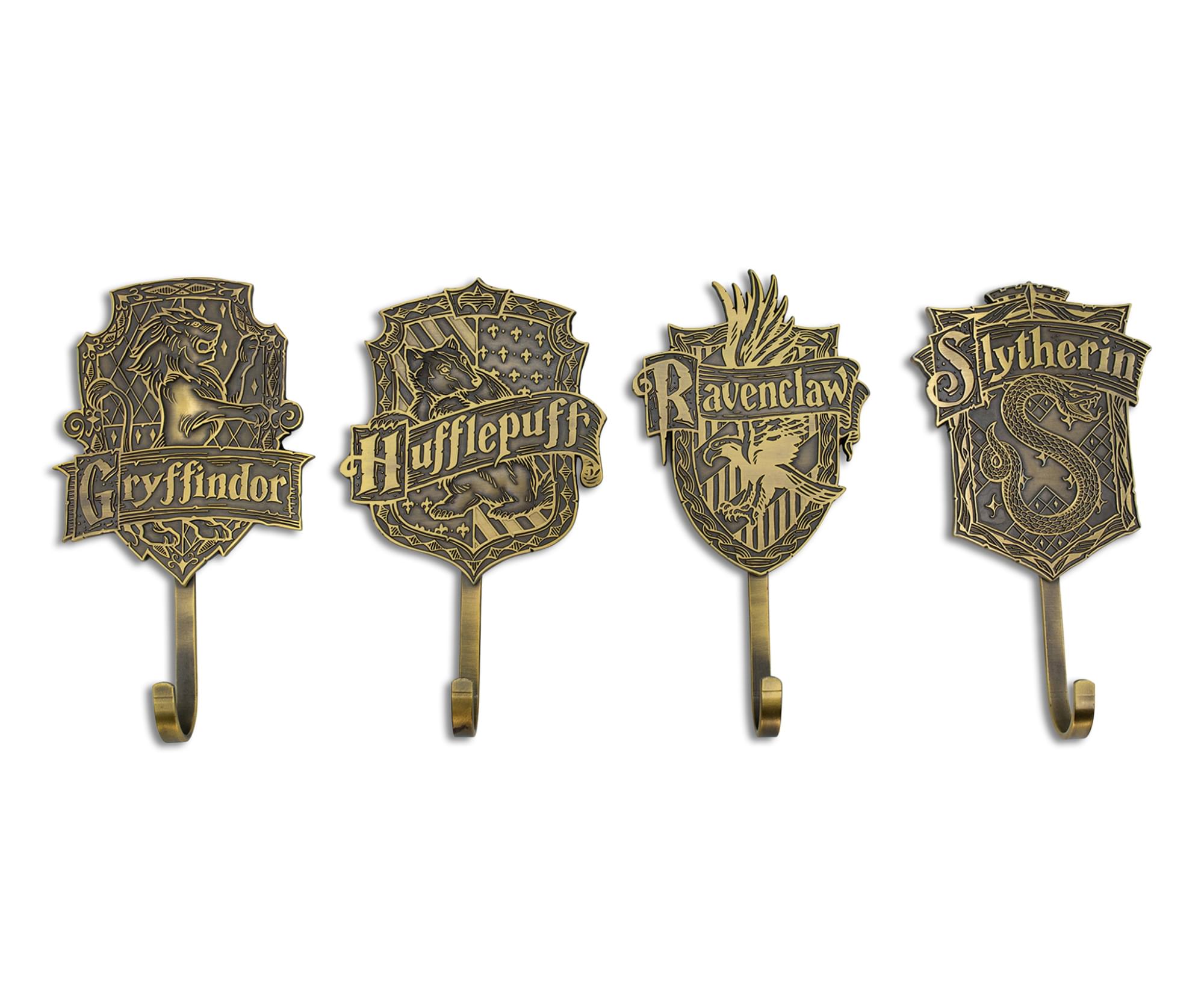 Enchanting Harry Potter Gold Hogwarts Houses Wall Hooks Storage Rack - Set of 4