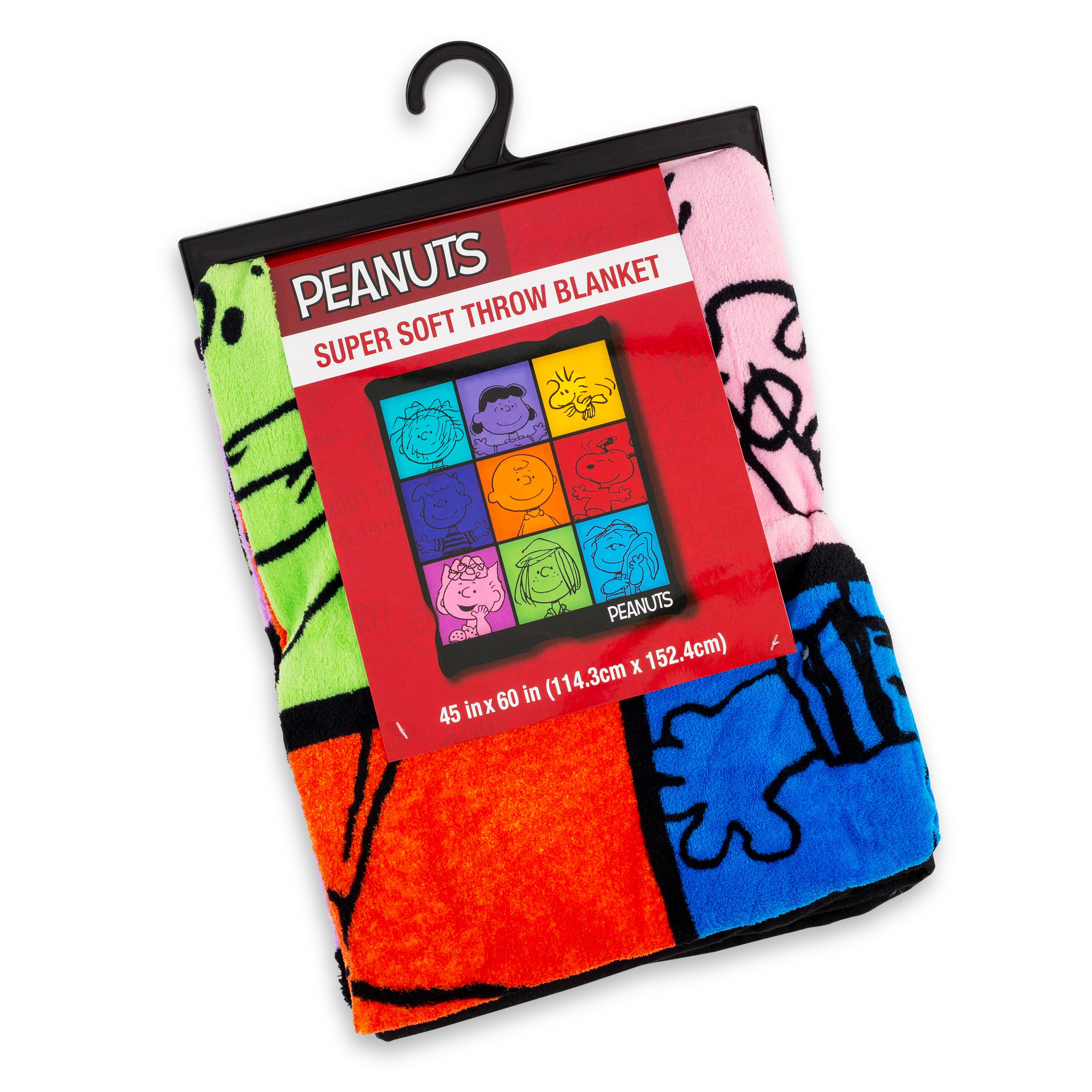Charming Peanuts Multicolor Character Grid Fleece Throw - 45 x 60 Inches