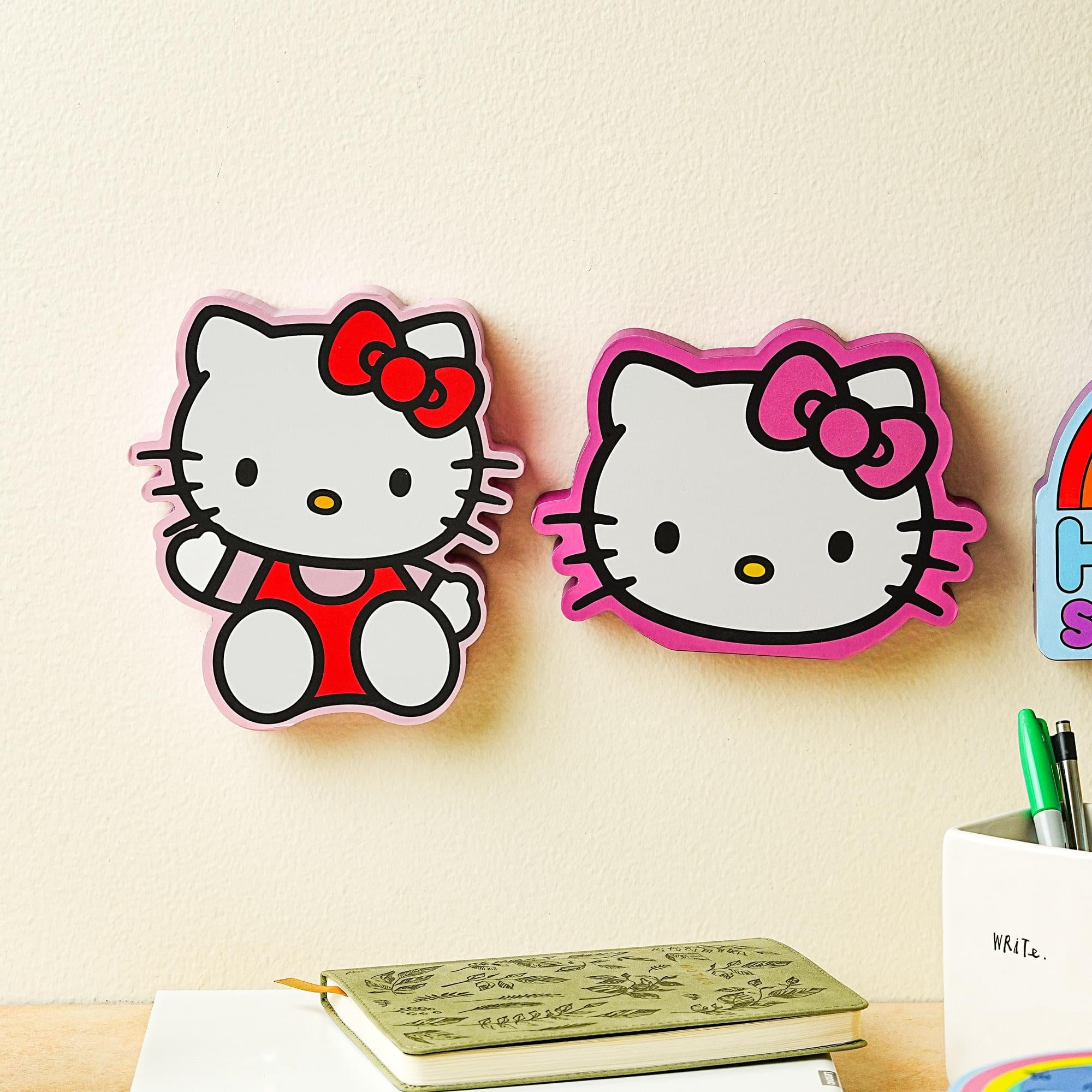 Sanrio Hello Kitty Cheerful Die-Cut Wooden Wall Art Sign - 8 x 7 Inches