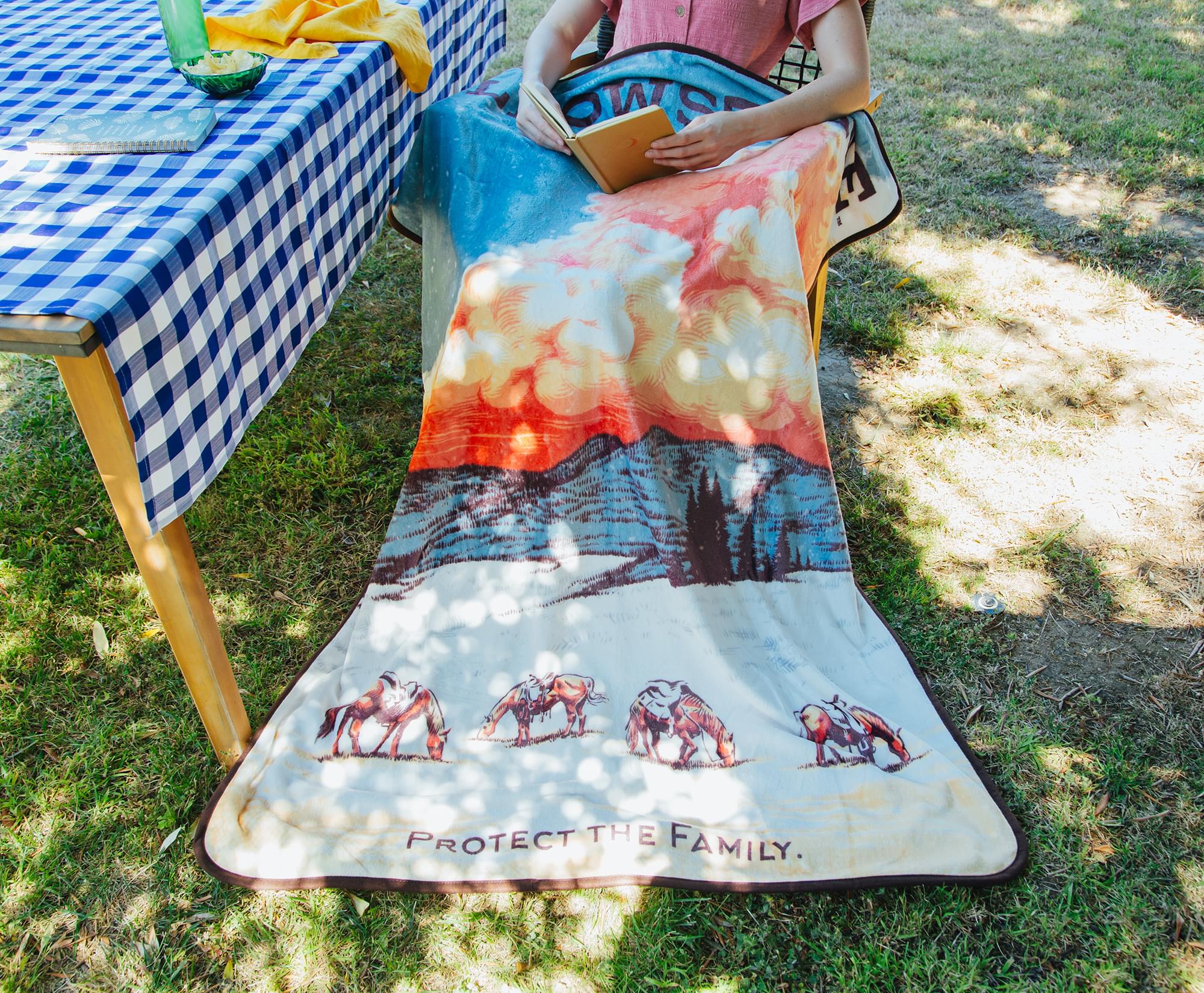 Yellowstone Family-Protecting Raschel Throw Blanket, 45x60 Inches