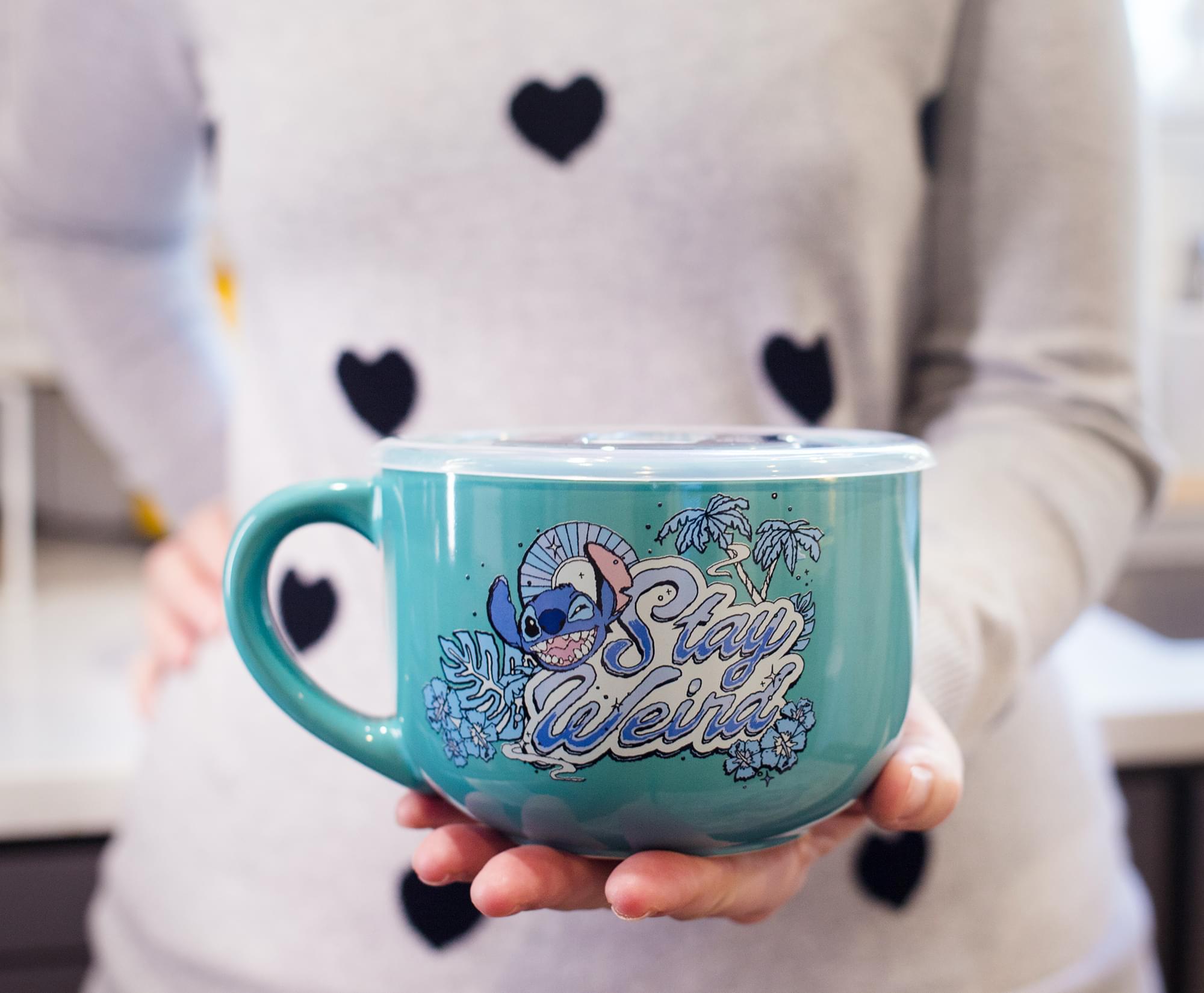 Stay Weird with Disney Lilo & Stitch Soup Mug! 24 - Ounce Vented Lid Ceramic Cup