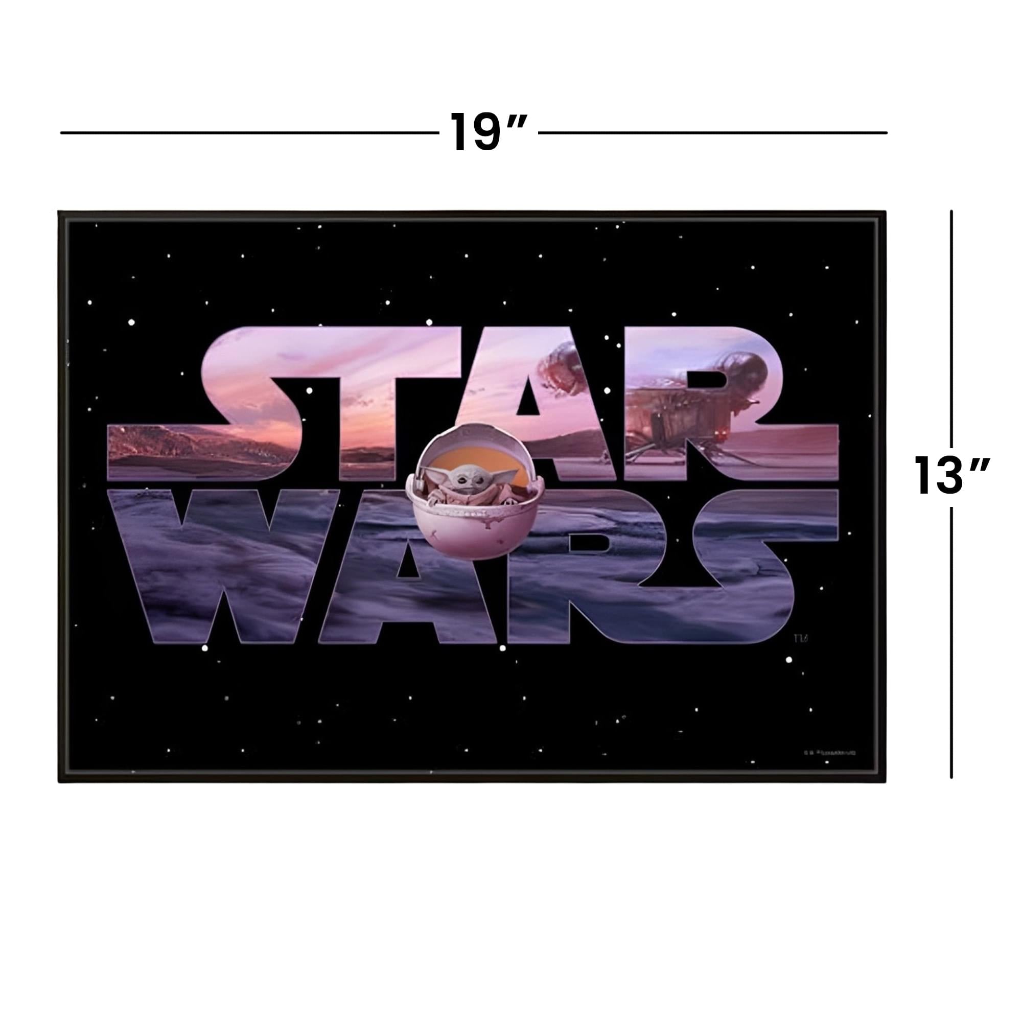Epic Star Wars: The Mandalorian 13 x 19 Inch Framed MDF Wall Art with The Child Logo - Must-Have for Fans!