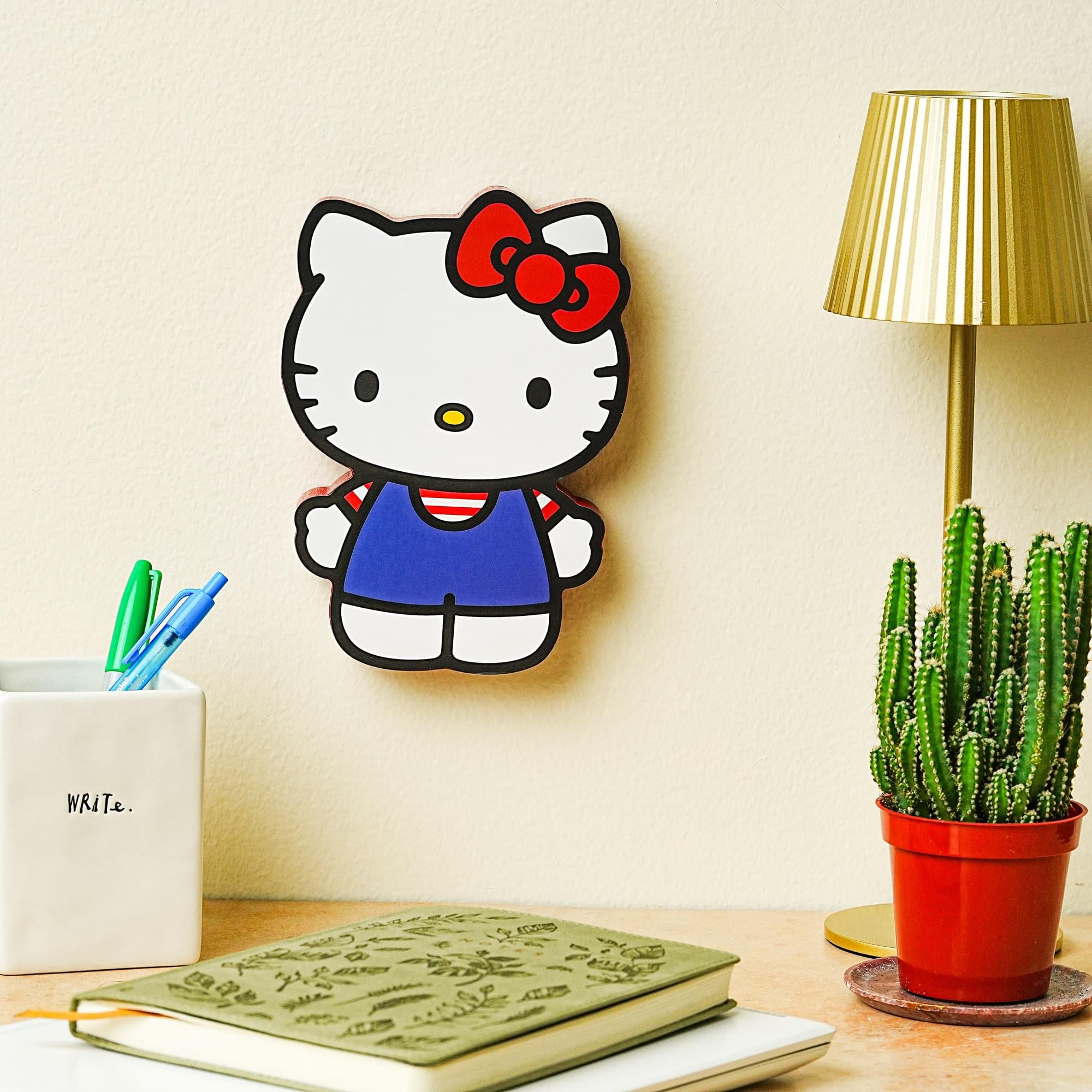 Sanrio Hello Kitty 8x6 Inch Classic Die-Cut Wooden Wall Art Sign - Add a Pop of Playful Charm to Your Space!