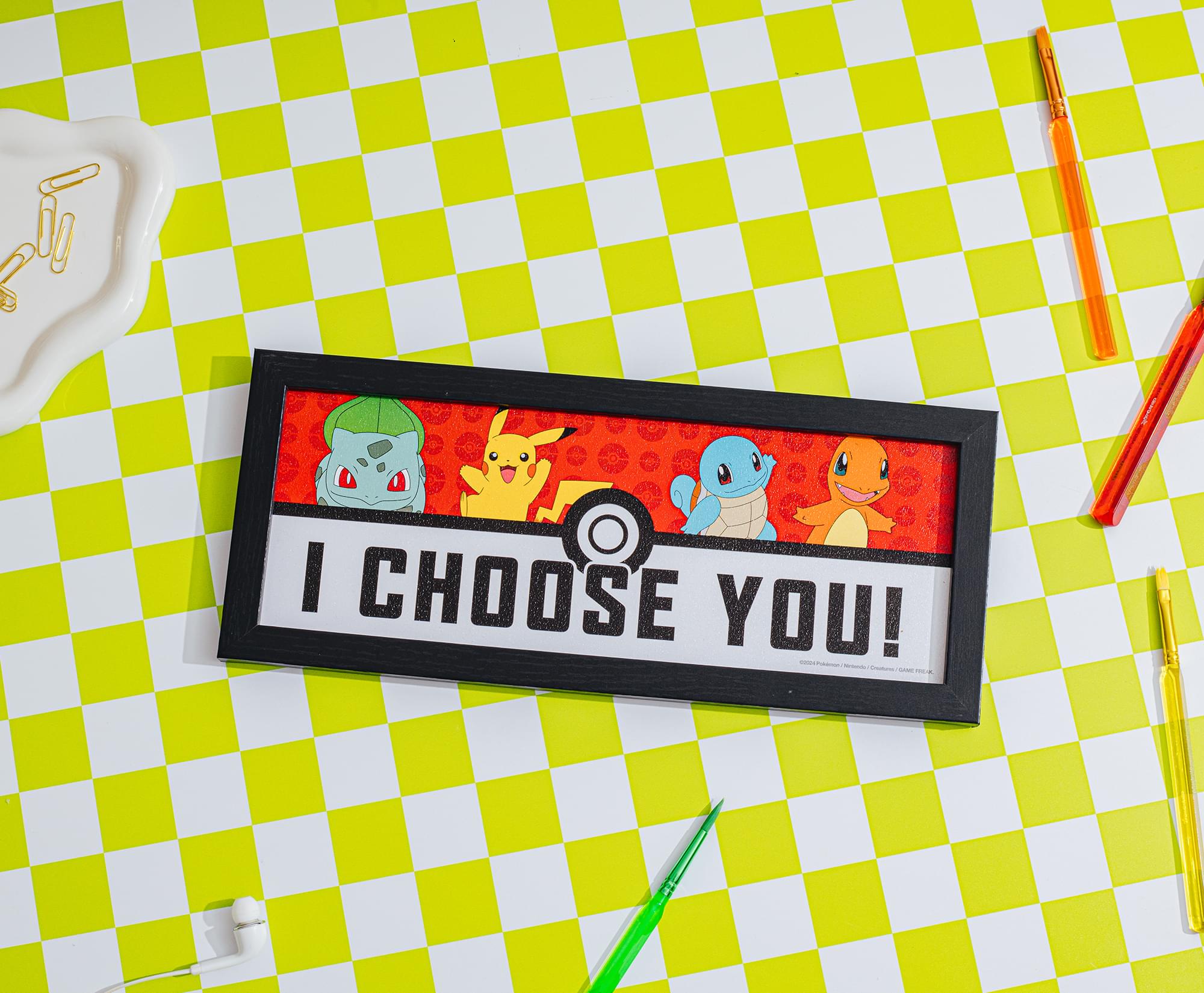 Enchanting Pokémon I Choose You 12 x 5 Inch Framed MDF Wall Art