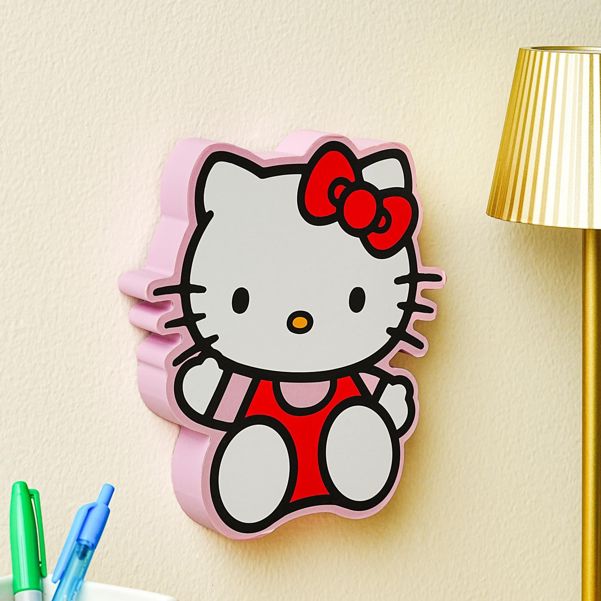 Sanrio Hello Kitty Cheerful Die-Cut Wooden Wall Art Sign - 8 x 7 Inches