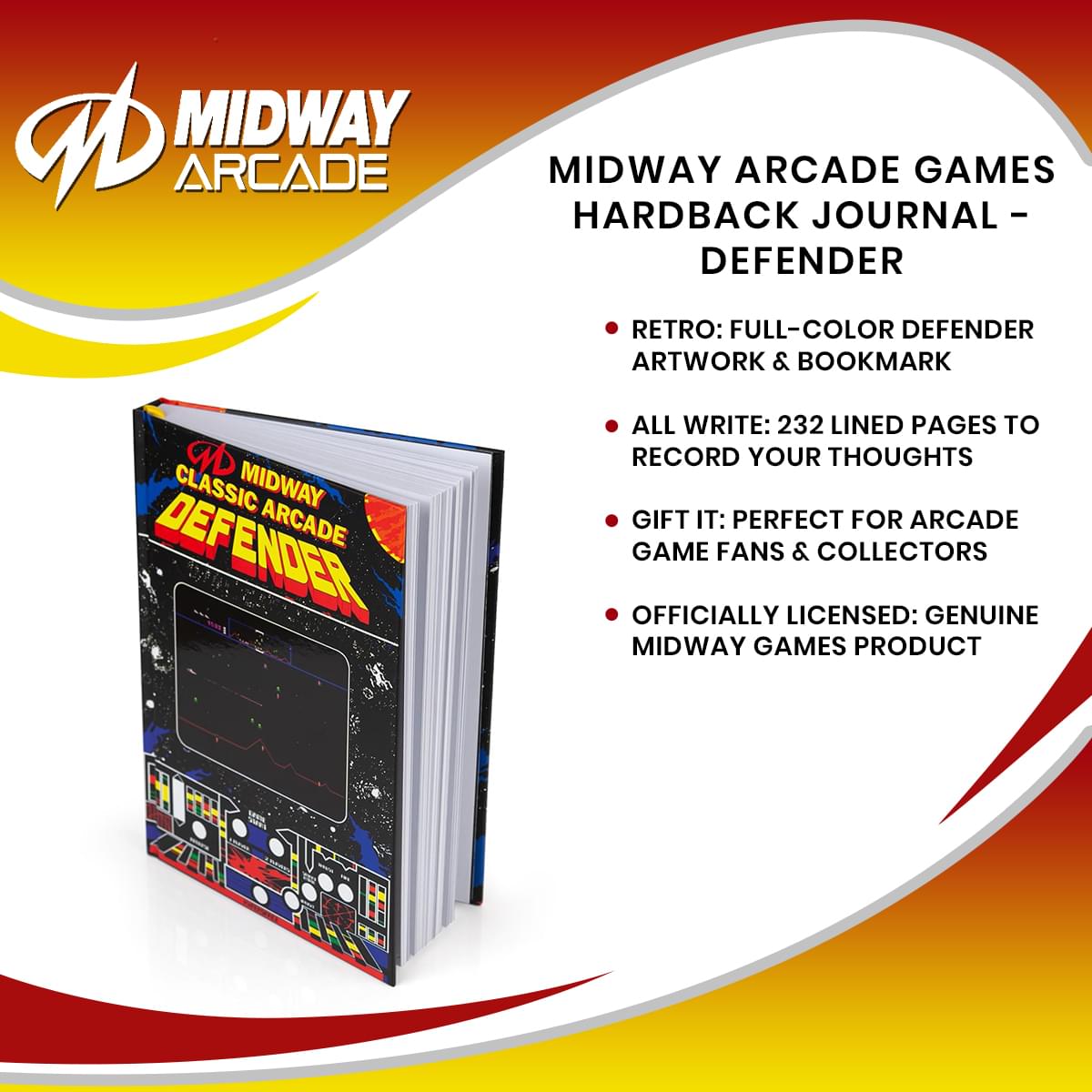 Defender-Inspired Midway Arcade Games Hardback Journal
